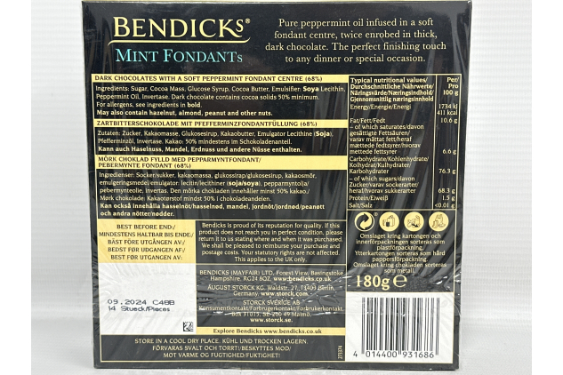 Bendicks Chocolate Mint Fondants, Vegan, 180 g (Pack of 1)