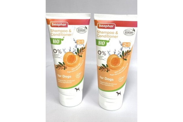 Beaphar Bio 2 in 1 Shampoo  Conditioner 2 X 200ml Parabens silicons Colourant