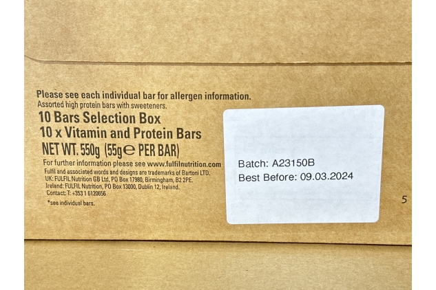 Fulfil Vitamin and Protein Bar (10 x 55 g Bars) 10 Bar Selection Box 20g High Protein, 9 Vitamins, Low Sugar - BEST BEFORE DATE 09/03/2024