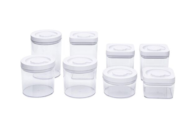 8-Piece Multi-Pack of Round and Square Airtight Food Storage Containers BPA Free