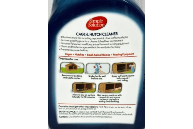 Simple Solution Cage & Hutch Natural Anti-Bacterial Cleaner, 500 ml