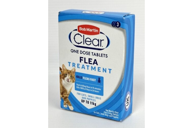 Bob Martin Clear Flea Tablets For Cats. Small Dogs And Puppies. 3 Tablets