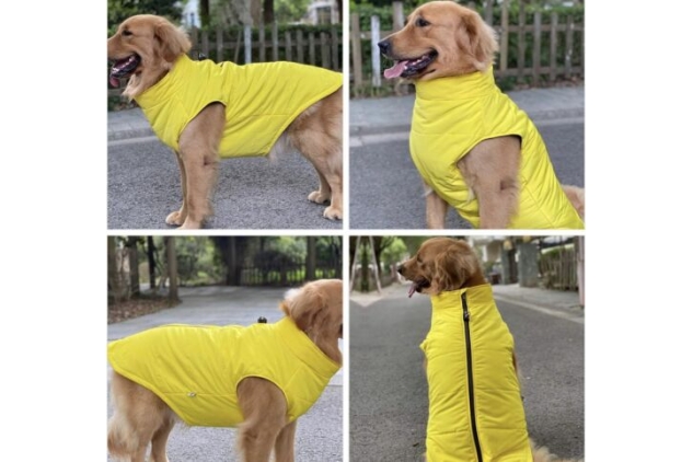 Dog Winter Vest with Cotton Lining, Waterproof Ultra Warm Coat Yellow Size XXXL