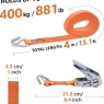 Tie Down Hook Ratchet Strap & Lashing 4M Long 25mm Wide 400kg Capacity 4 Pack