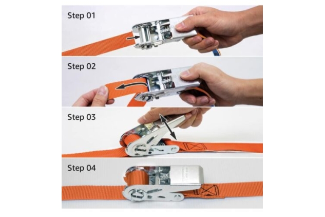 Tie Down Hook Ratchet Strap & Lashing 4M Long 25mm Wide 400kg Capacity 4 Pack