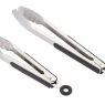 Stainless Steel Kitchen Tongs Non-Slip Grip 2 Size Pack Set 22.9 & 30.5 cm Black