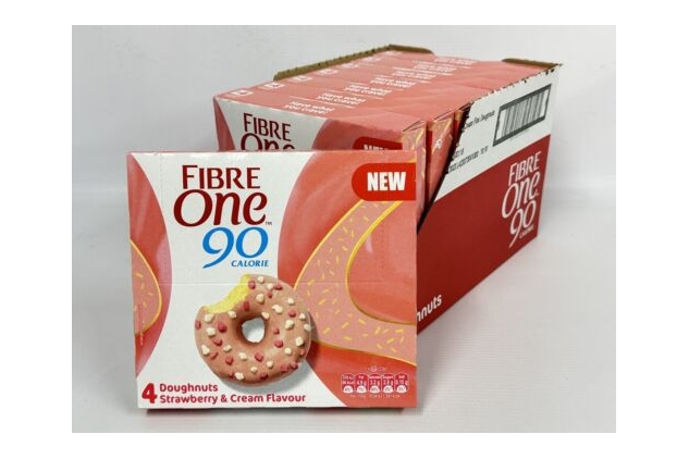 Fibre One 90 Calorie Doughnuts Strawberry & Cream Flavour 4 X 8 Pack - 32 Total | Best Before Date 12/11/2023