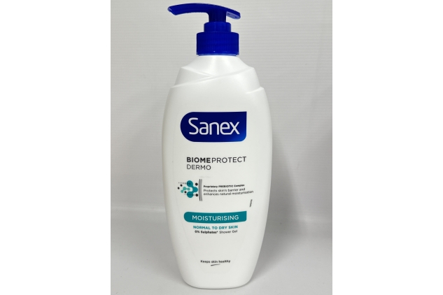 Sanex Expert Skin Health Moisturising Shower gel 720ml body wash for men & women, gently cleanses, hydrates & softens skin, 12h hydration, advanced prebiotic complex formula, vegan, 4 Pack