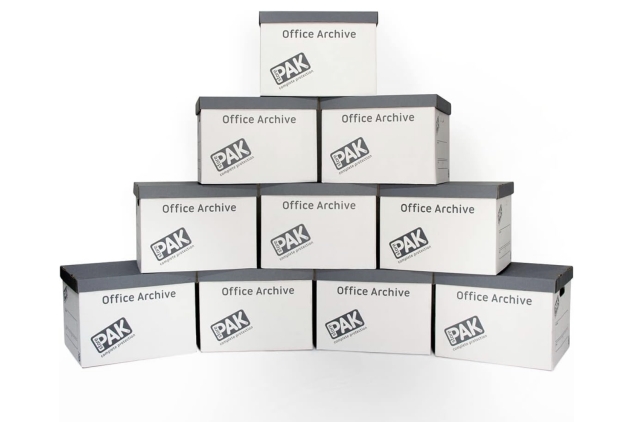 StorePAK Office Archive/Storage Cardboard Boxes & Lids Pack of 10. Good for Office, Home Storage & Moving House white & Grey