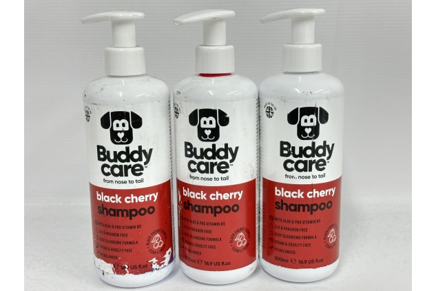 Dog Shampoo by Buddycare Black Cherry Shampoo 3 X 500ml Pump Bottle SEE PHOTOS