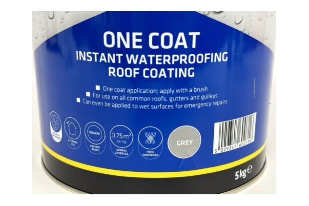 Everbuild Evercryl One Coat Instant Waterproofing For Roofs Gutters Grey 5L Tin