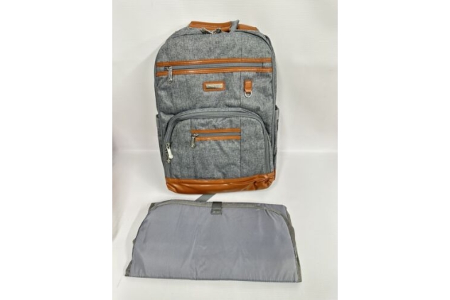 BILLITON MASHI Baby Changing Bag Backpack Grey & Brown Insulated/Waterproof