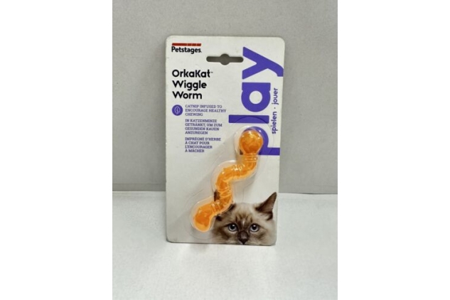 Petstages Orkakat Catnip Infused Wiggle Worm Cat Toy Orange