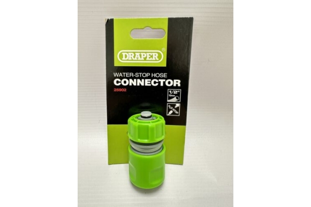 Draper Garden Hose Connector With Water Stop Feature - 1/2