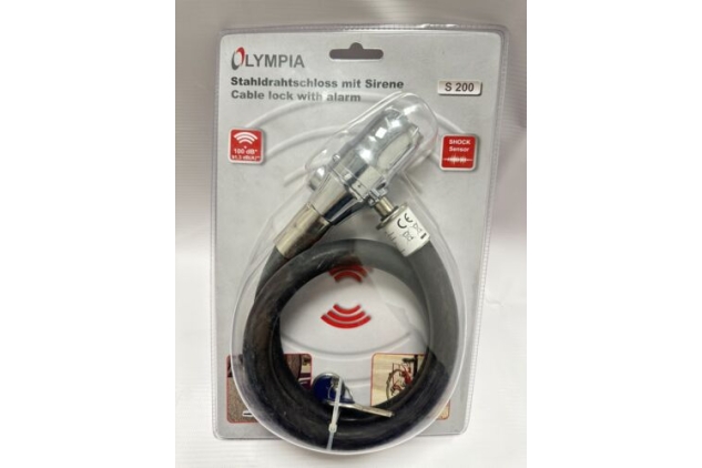 Olympia S 200 Steel Wire Lock with Siren For Bicycles and More