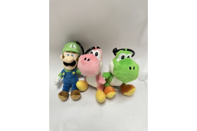 Supermario Mario Bros Luigi & Yoshi  3 X Plush Pram Attachments