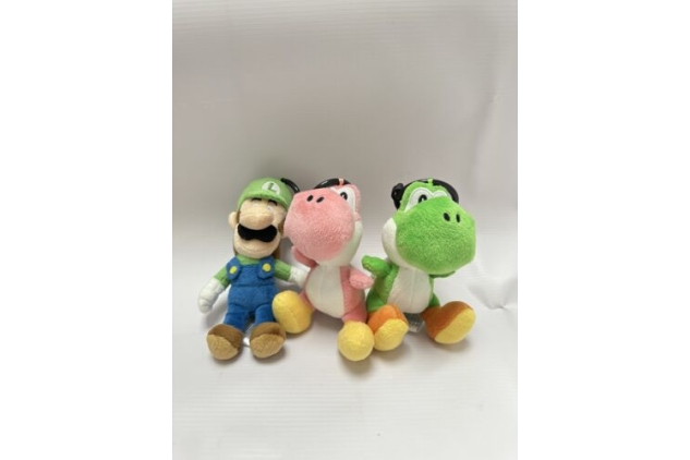 Supermario Mario Bros Luigi & Yoshi  3 X Plush Pram Attachments