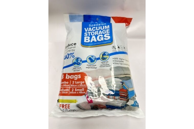 Vacuum Storage Bags - Pack of 8 (2 Jumbo + 2 Large + 2 Medium + 2 Small ReUsable