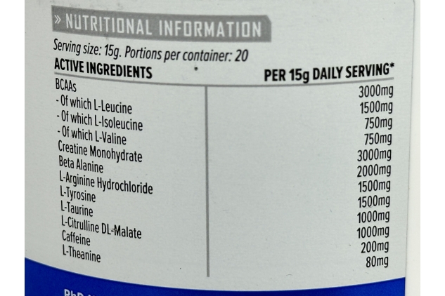 PhD Charge, All in One Pre Workout Powder Blue Gummy Bear Flavour, 20 Servings Per 300g Bottle