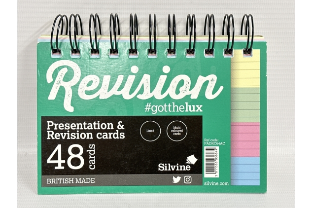 Silvine Luxpad Revision A6 Flash Cards - Lined (48 Cards) Assorted Colour Pages