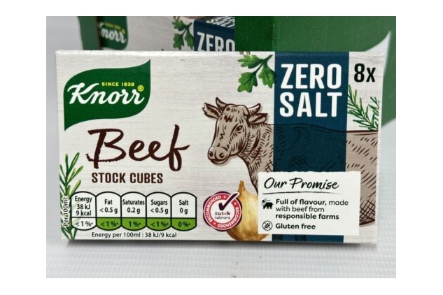 Knorr Beef Stock Cubes Zero Salt 24 X 8 Packs = 192 Stock Cubes Total | Best Before Date 31/05/2024