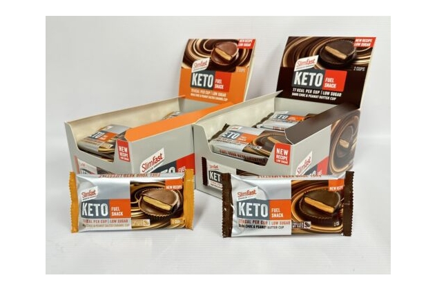 SlimFast Keto Cups Variety Pack: Dark Choc Peanut Butter & Salted Caramel 36x28g | Best Before Date 13/02/2024