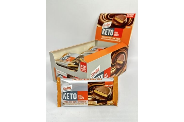 SlimFast Keto Cups Variety Pack: Dark Choc Peanut Butter & Salted Caramel 36x28g | Best Before Date 13/02/2024