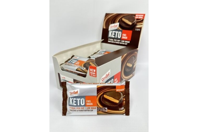 SlimFast Advanced Keto Cups Low Sugar Snack Dark Choc Peanut Butter 18 X 28g | Best Before Date 15/02/2024