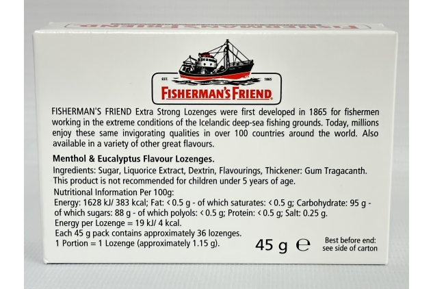 Fisherman's Friend Original Strong Menthol & Eucalyptus Lozenges 45g Pack 6