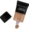 Palladio Powder Finish Liquid Foundation, Natural Matte Appearance, Reduces Fine Lines, Covers Large Pores, Hides Imperfections, All Day Wear, Sheer to Medium Coverage, Caramel