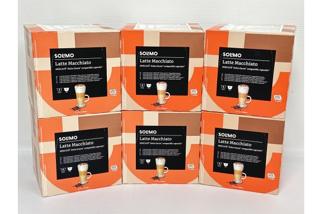 Dolce Gusto Coffee Pods Latte Macchiato Capsules, Dark Roast, 96 Count (6 Packs of 16), UTZ Certified | Solimo | BEST BEFORE DATE 26/10/2023