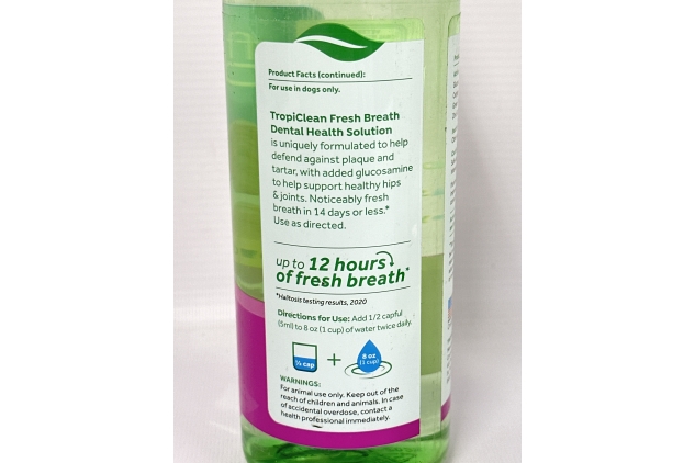 TropiClean Fresh Breath Dog Teeth Cleaning – Dog Dental Care for Bad Breath - Breath Freshener - Water Additive Mouthwash – Helps Remove Plaque Off Dogs Teeth, Hip & Joint Support, 473ml