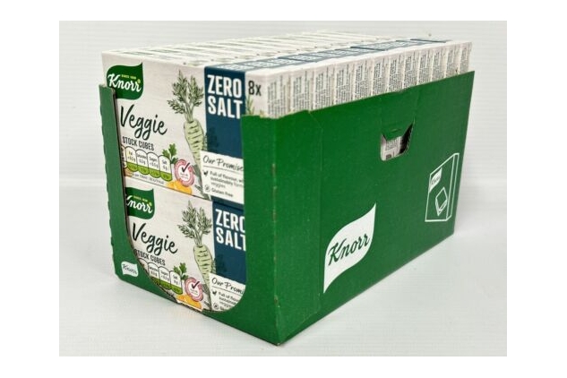 Knorr Vegetable Vegan Stock Cubes Zero Salt 24 X 8 Packs = 192 Total Veggie | Best Before Date 30/04/2024