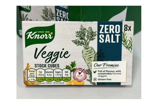 Knorr Vegetable Vegan Stock Cubes Zero Salt 24 X 8 Packs = 192 Total Veggie | Best Before Date 30/04/2024