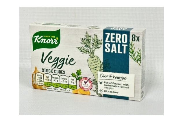 Knorr Stock Cubes Vegetable Flavour Zero Salt 3 X 8 Pack = 24 Total Veggie Vegan | Best Before Date 30/04/2024