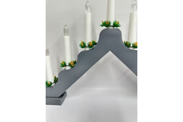 Candle Bridge Light Christmas Decoration Battery Operated Wooden Warm White Grey