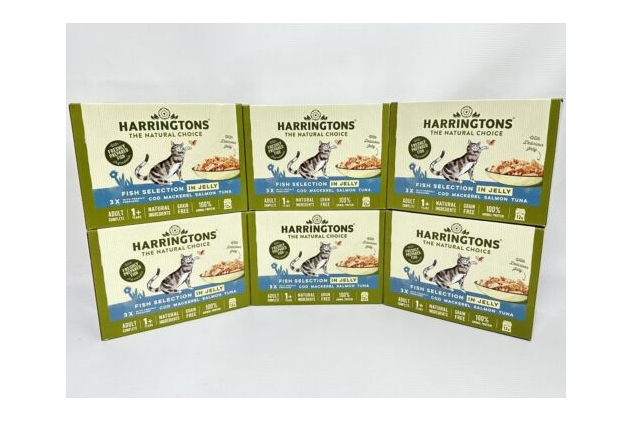 Harringtons Grain Free Fish Selection in Jelly ADULT 1+ Wet Cat Food 72 X 85g | Bulk Buy Deal | Best Before Date 30/09/2024