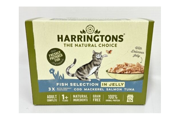 Harringtons Grain Free Fish Selection in Jelly ADULT 1+ Wet Cat Food 72 X 85g | Bulk Buy Deal | Best Before Date 30/09/2024