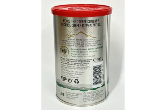 Kenco Millicano Americano Decaff Instant Coffee 6 X 100g Tins = 372 Serving Total | Best Before Date 26/12/2023