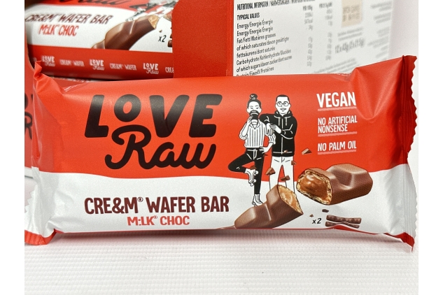 Love Raw Vegan Chocolate Hazelnut Cream Filled Wafer Bars 24 X 43g | Best Before Date 06/11/2023