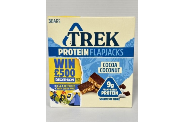 Trek Protein Flapjack Cocoa Coconut Vegan Gluten Free 12 X 3 Pack = 36 Bar Total | Best Before Date 28/03/2024