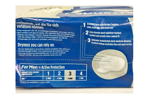 2 X Attends For Men 3 (599ml) 2 Packs Of  14 Pack Incontinence Aid Pads For Men