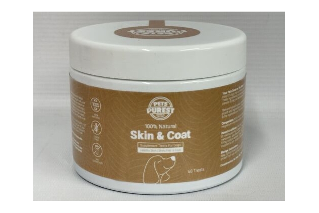 Healthy Skin & Shiny Hair & Coat Dog Supplement Treats (60 Count) Best Before Date 30/04/2024