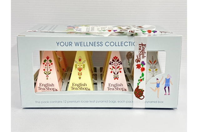 English Tea Shop Organic Wellness Tea Collection Prism - 12 Pyramid Tea Bags - 6 Different Flavours, 24g | Ideal Gift Birthday Present