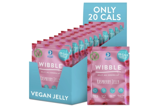 Wibble Jelly Crystals, 12 Pack, Jello, Quick Set, Raspberry Vegan Jelly Powders, Low Sugar, Low Calorie, Serves 4, Vegetarian Jelly Crystals, Vegetarian Jello Powder, 56g