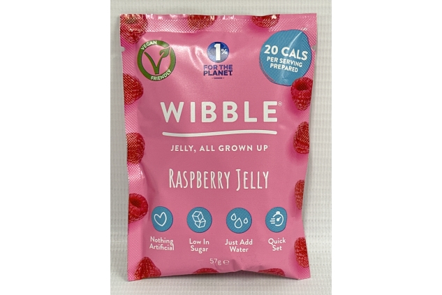 Wibble Jelly Crystals, 12 Pack, Jello, Quick Set, Raspberry Vegan Jelly Powders, Low Sugar, Low Calorie, Serves 4, Vegetarian Jelly Crystals, Vegetarian Jello Powder, 56g