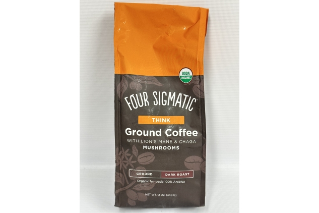 Four Sigmatic Mushroom Think Ground Coffee, Organic and Fair Trade Coffee with Lions Mane, Chaga, & Mushroom Powder, Focus & Immune Support, Paleo, 340g