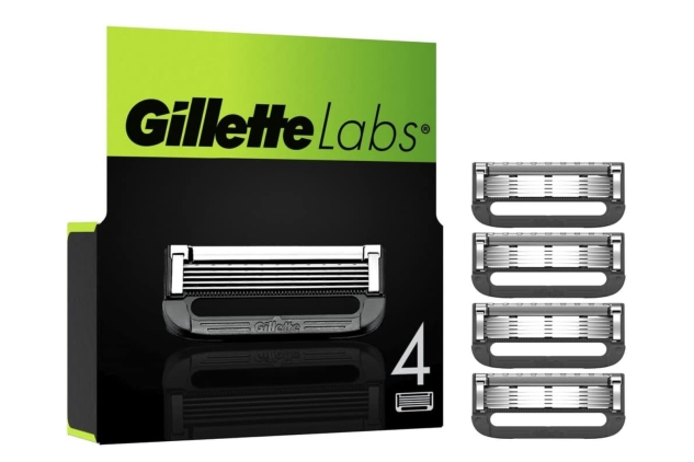 Gillette Labs Razor Blades Men, Pack of 4 Razor Blade Refills, Compatible with GilletteLabs with Exfoliating Bar and Heated Razor