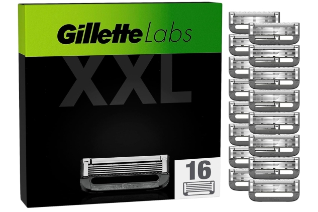 Gillette Labs Razor Blades Men, Pack of 16 Razor Blade Refills, Compatible with GilletteLabs with Exfoliating Bar and Heated Razor