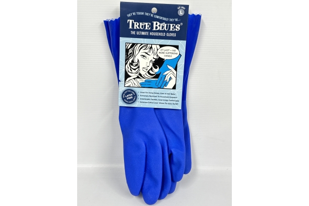 Ultimate Rubber Household PVC Gloves with Comfortable Cotton Lining, Anti-Slip surface, Kitchen Dishwashing, Extra Thickness, Kitchen Cleaning, Working, Painting, Pet Care (Large, Blue)